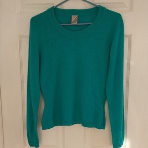 Vibrant Lambswool Blended Teal Long Sleeve Sweater